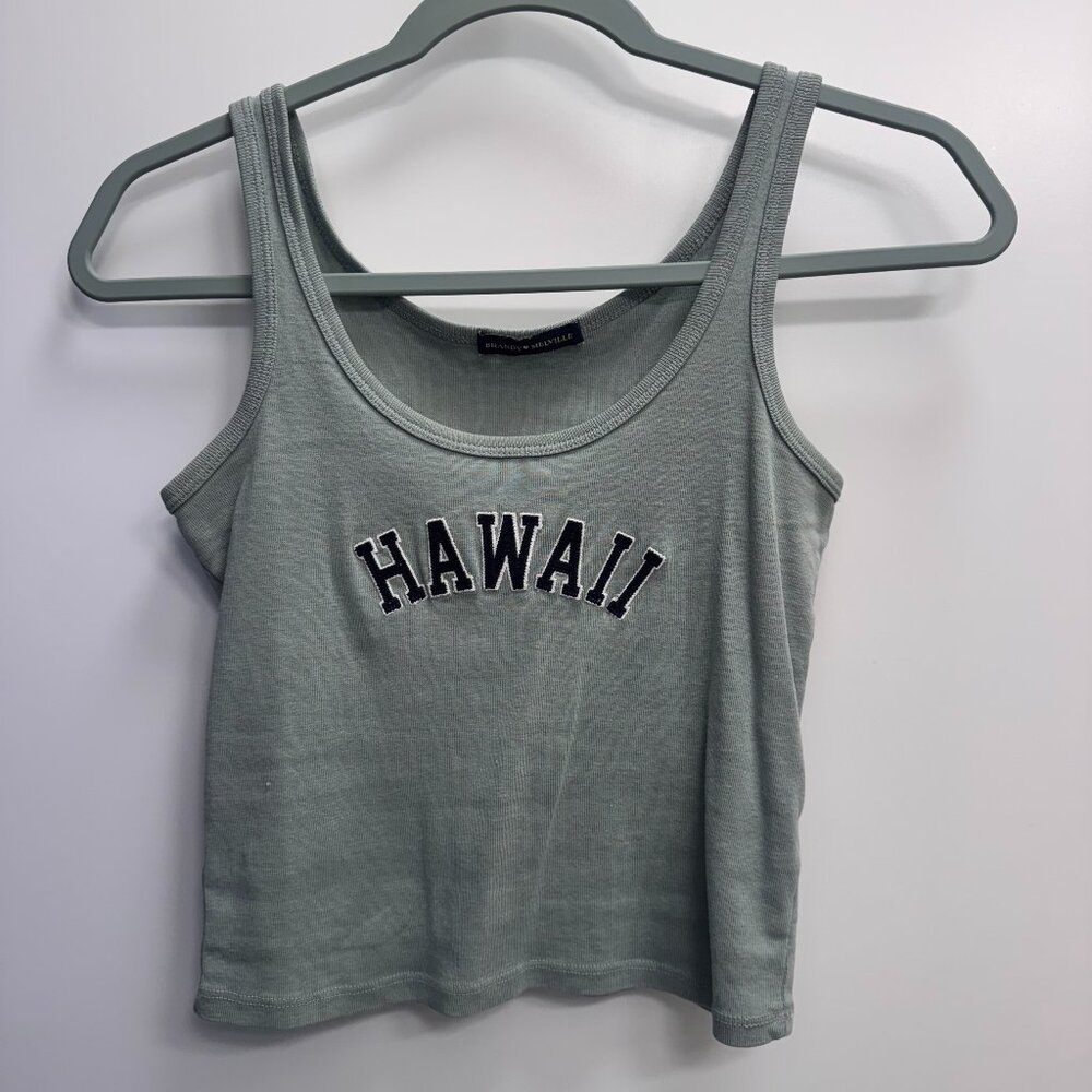 brandy melville green and blue hawaii tank